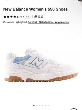 New Balance 550 White Sneakers with Light Blue Accents and Foam Sole